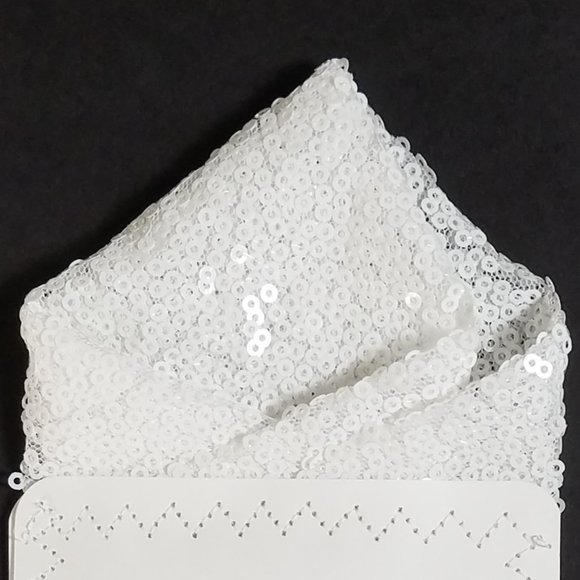 Men's Sequin Pre-Folded Pointed Pocket Square Insert - White - Picture 5 of 8
